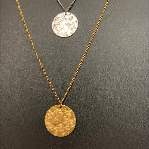 Mixed Metal Hammered Necklace - Picture 3 of 4